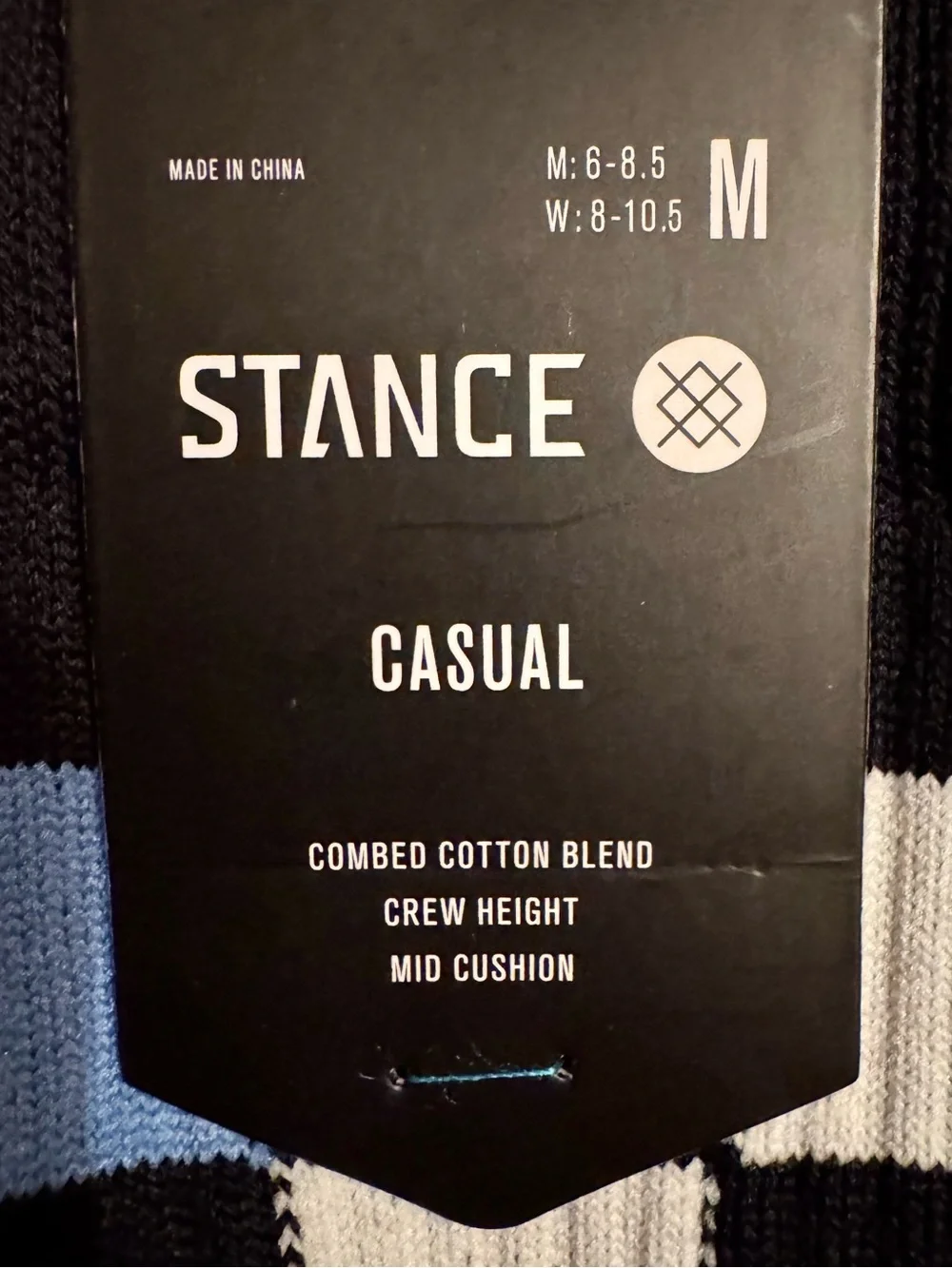 NWT Stance Men's Checkerboard Crew Socks in Black, White & Blue